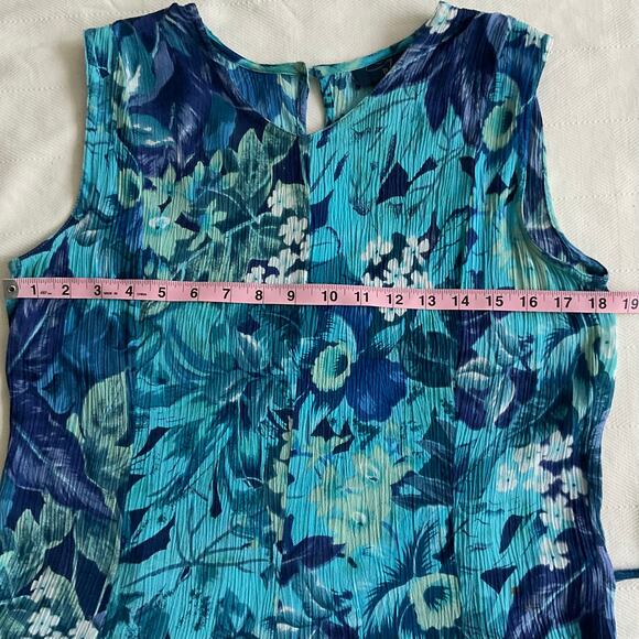 Vintage Rag Tropical Floral Blue Tie Back Dress - Picture 6 of 10